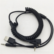 Manufacturer Spring USB Male to up Angle Micro 5p Cable 3.5mm RCA Cable China Multimedia RCA Cables Speaker HDTV Microphone ROHS